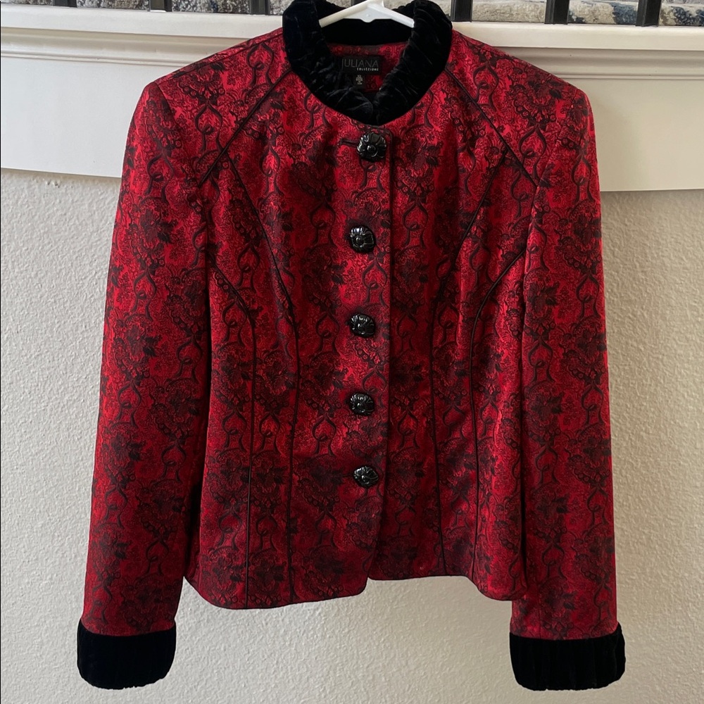 Luxurious Red and Black Women's Blazer